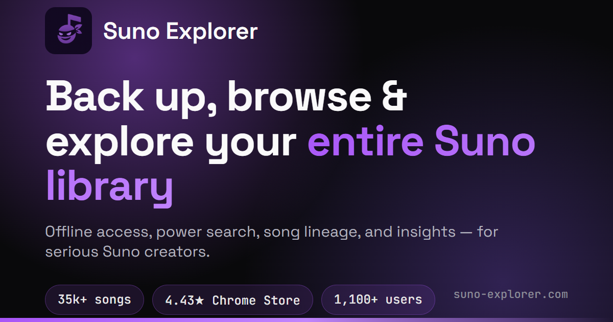 Suno Sw Suno Explorer — Backup, Offline Library & Tools for Suno